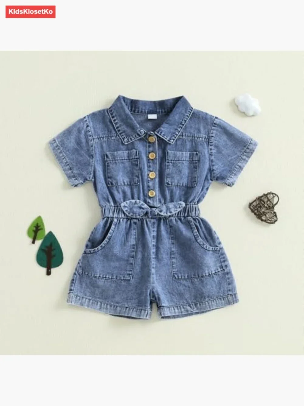Toddler Denim Overalls Romper Jumpsuit Short Sleeve Summer Outfit